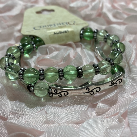 NWT Courtney G Silver Tone & Green Bracelets Set!! - Picture 3 of 3